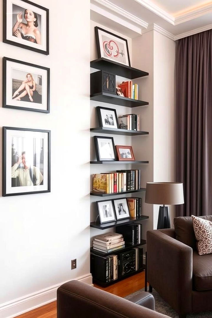 Vertical Bookshelves with Art Accents - 22 High Ceiling Tall Wall Decor Ideas