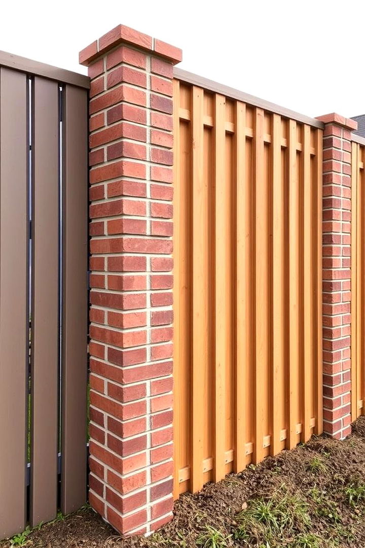 Vertical Brick Accent Fence - 22 Front Yard Brick Fence Ideas