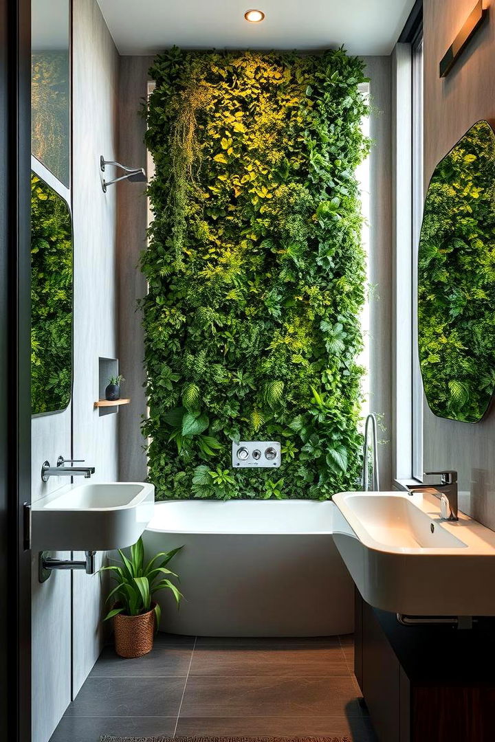 Vertical Green Wall Splendor - 22 Greenhouse Bathroom Ideas