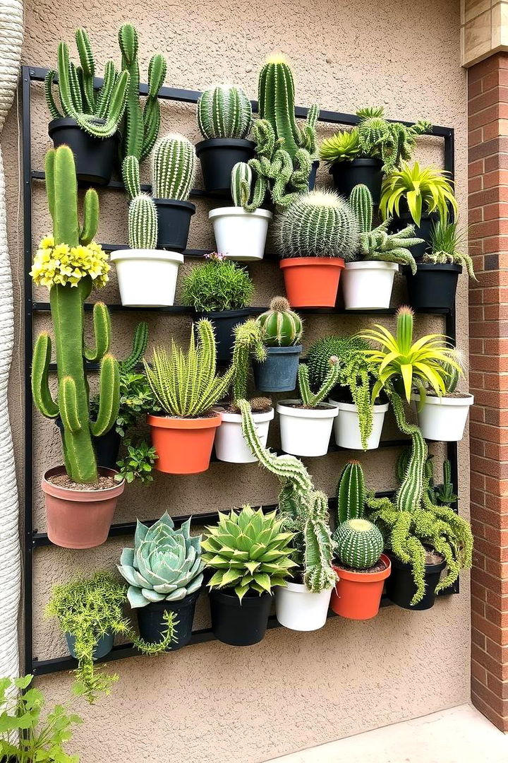 Vertical Living Wall of Cacti - 22 Cactus Garden Ideas