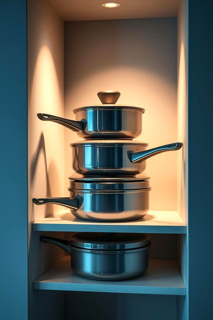 Vertical Pan Stacking Solutions - 22 Pots and Pans Storage Ideas