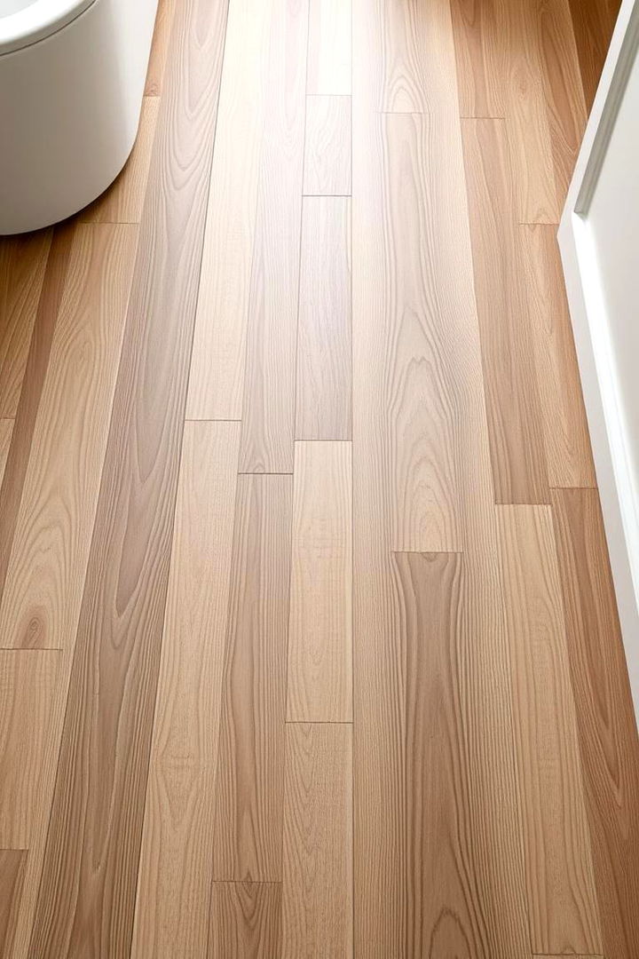 Vertical Plank Statement - 22 Ideas for Wood Floors in Bathrooms