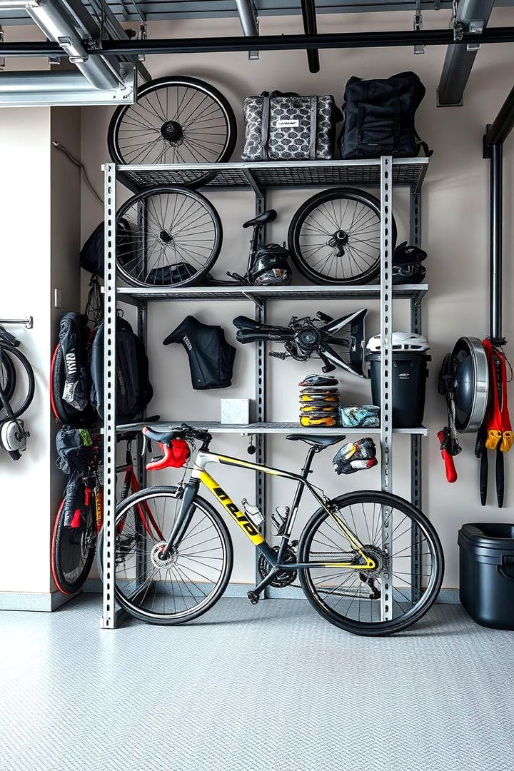 Vertical Rack Shelving for Sports Gear - 22 Garage Shelving Ideas