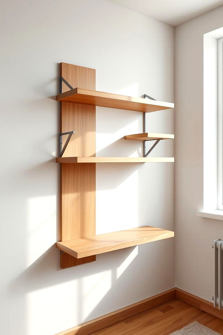 Vertical Wall Mounted Shelves - 22 small bedroom storage ideas