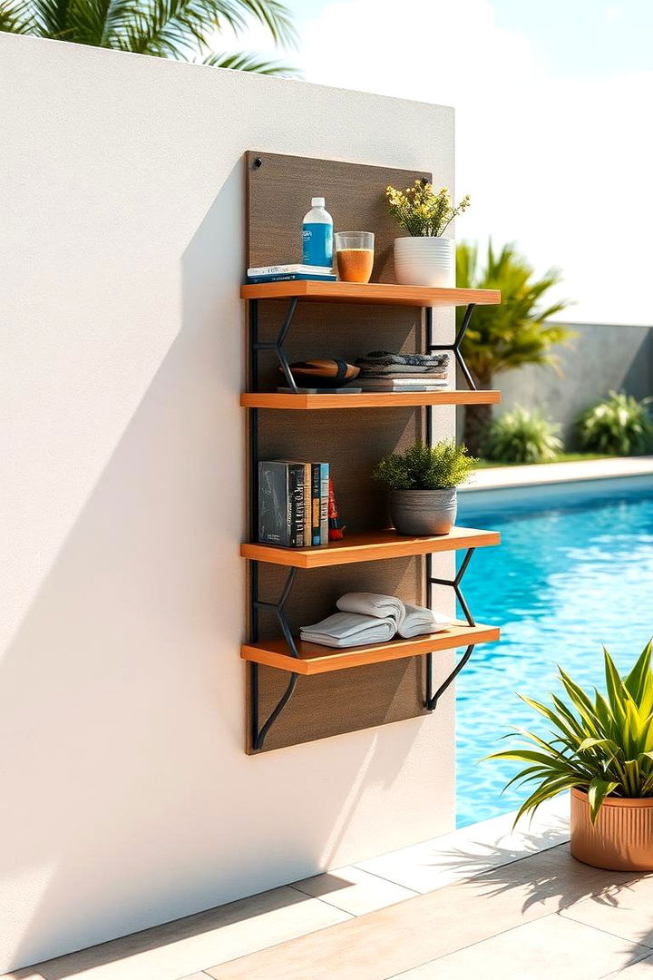 Vertical Wall Shelves for Pool Accessories - 22 Pool Storage Ideas