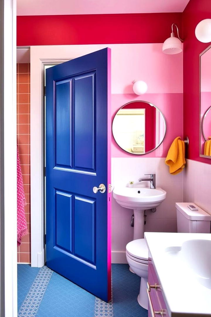 Vibrant Accent Colors - 22 Bathroom Pocket Door Ideas