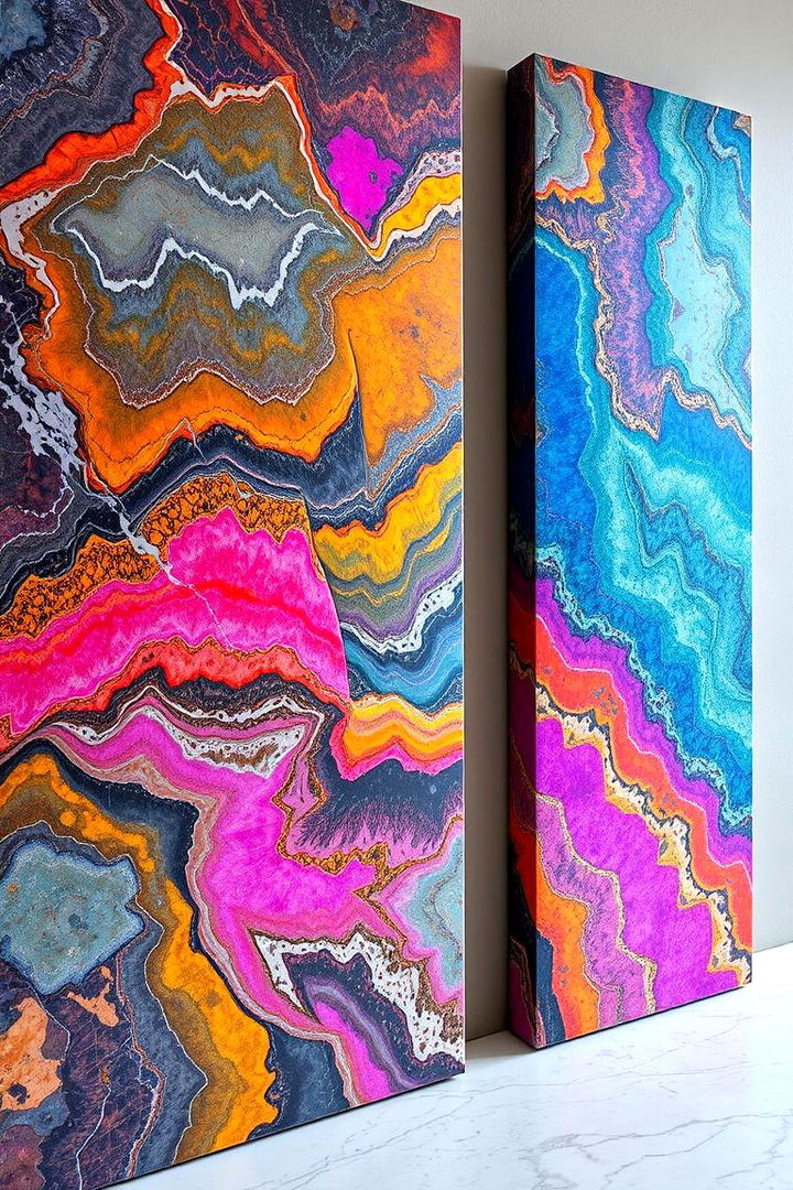 Vibrant Accent Quartz Panels - 22 Quartz Fireplace Surround Ideas