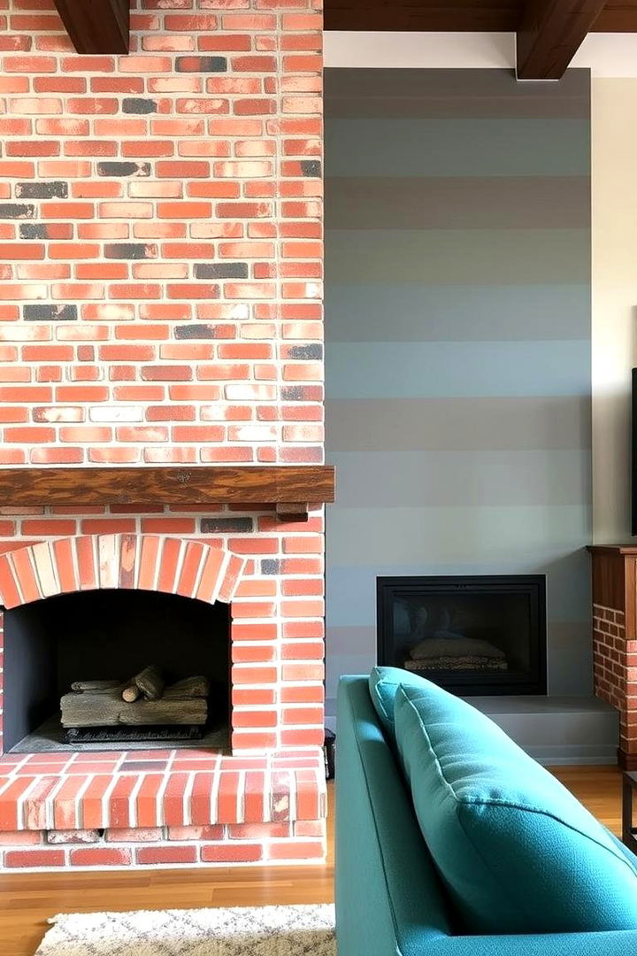 Vibrant Accent Wall - 22 Painted Brick Fireplace Ideas