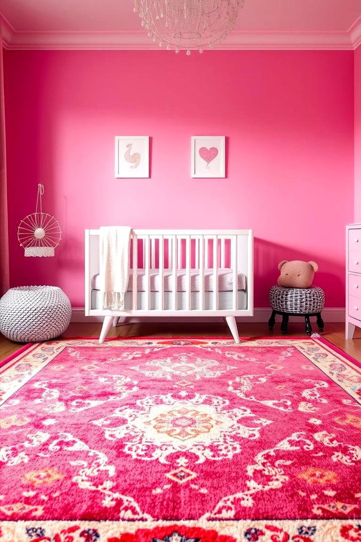 Vibrant Area Rugs - 22 Pink Nursery Ideas