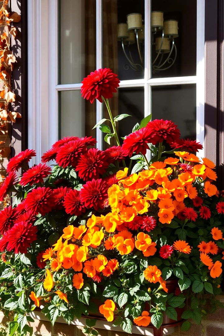 Vibrant Autumn Foliage in Window Boxes - 22 Fall Window Box Ideas