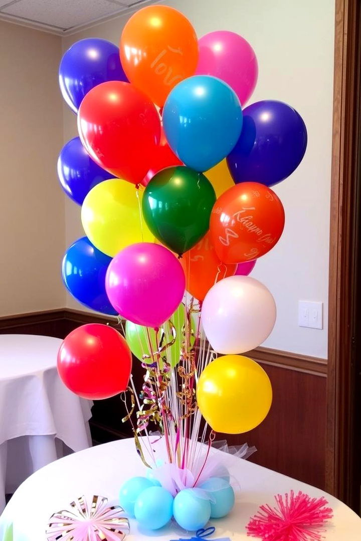 Vibrant Balloon Decor Centerpiece - 22 Graduation Centerpiece Ideas