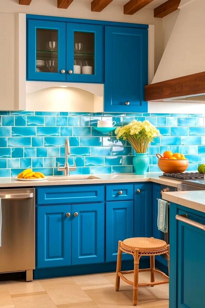 Vibrant Blue Accents - 22 Mediterranean Kitchen Ideas