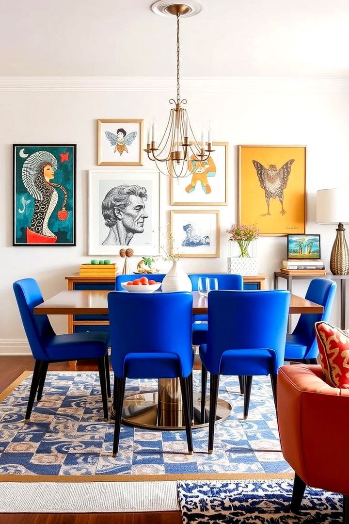 Vibrant Blue Accents - 22 Blue Dining Room Ideas