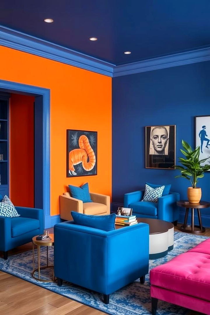 Vibrant Blue Contrast - 22 Blue Room Ideas