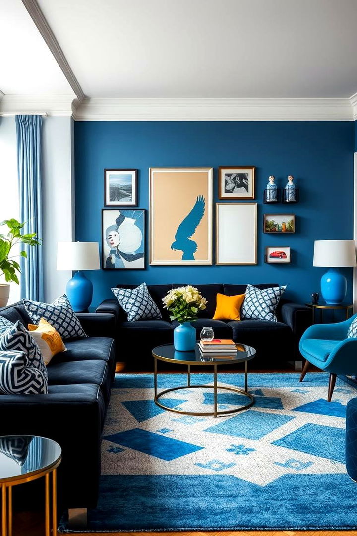 Vibrant Blue Decor Accessories - 22 Black and Blue Living Room Ideas