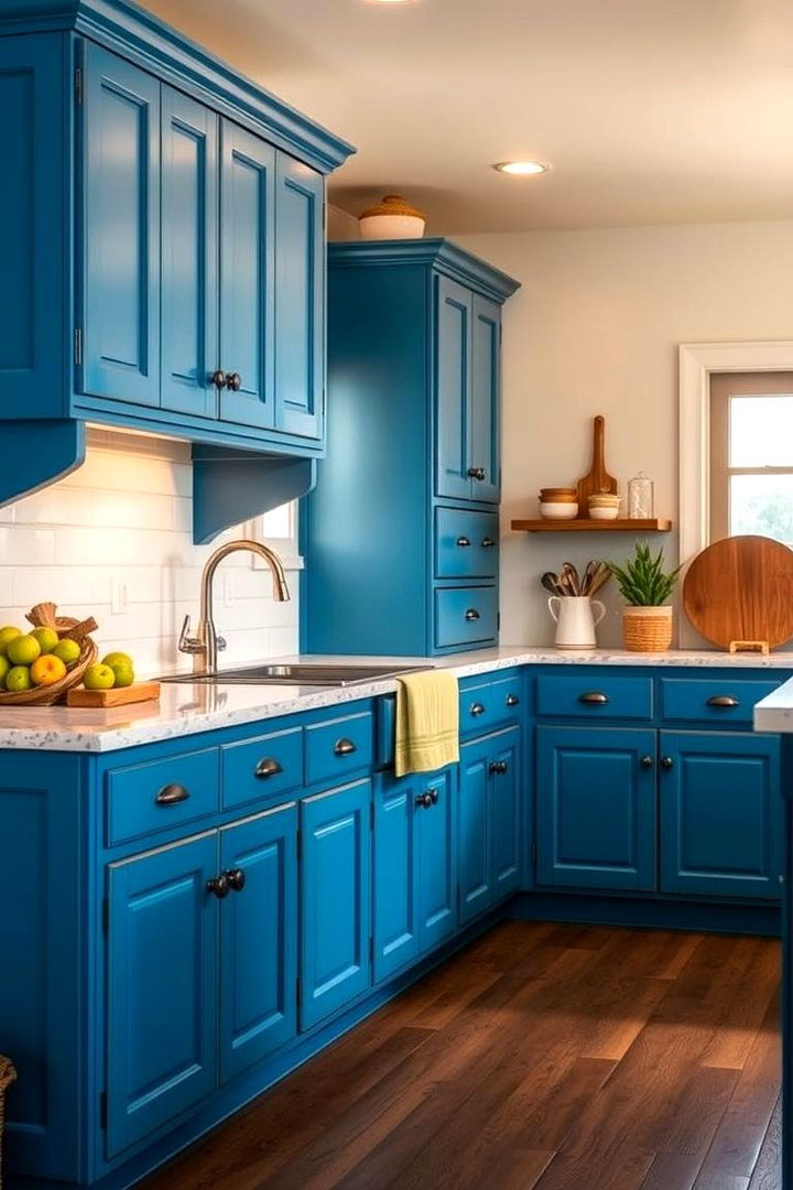 Vibrant Blue Hue Impact - 22 blue farmhouse kitchen cabinets