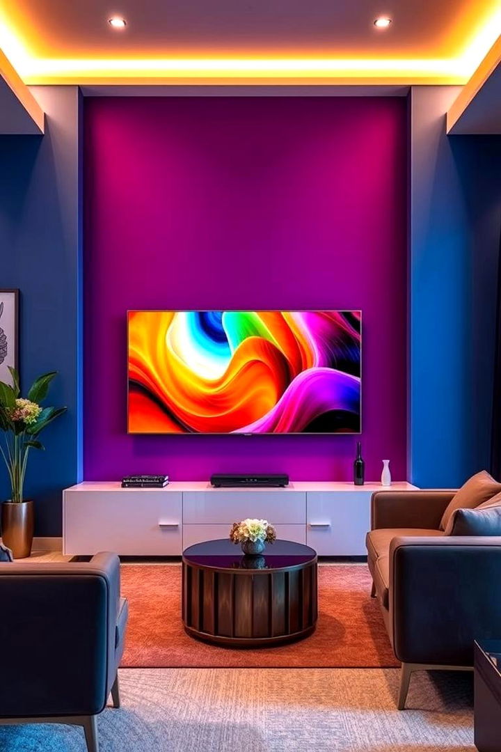 Vibrant Bold Color Accent - 22 Tv Accent Wall Ideas