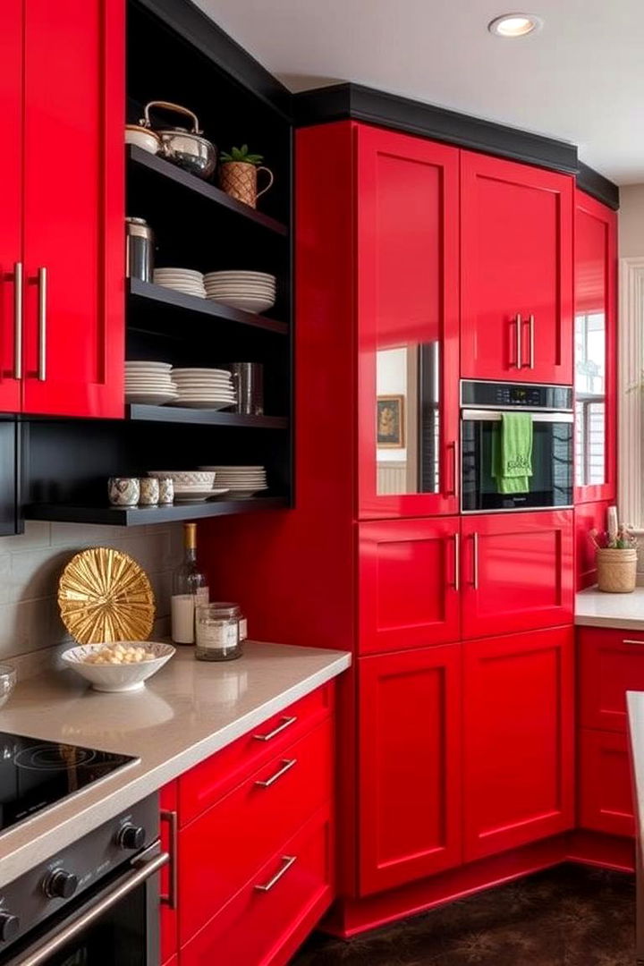 Vibrant Cabinetry Designs - 22 red and black kitchen ideas