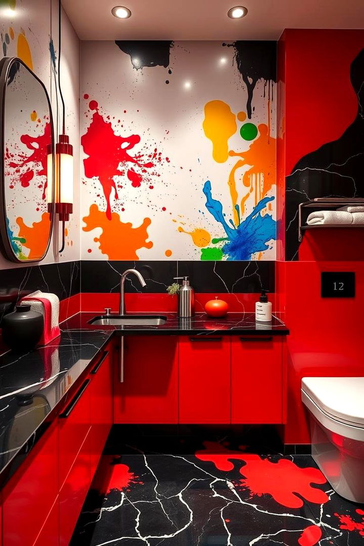 Vibrant Color Accents - 22 bathroom with black countertops ideas