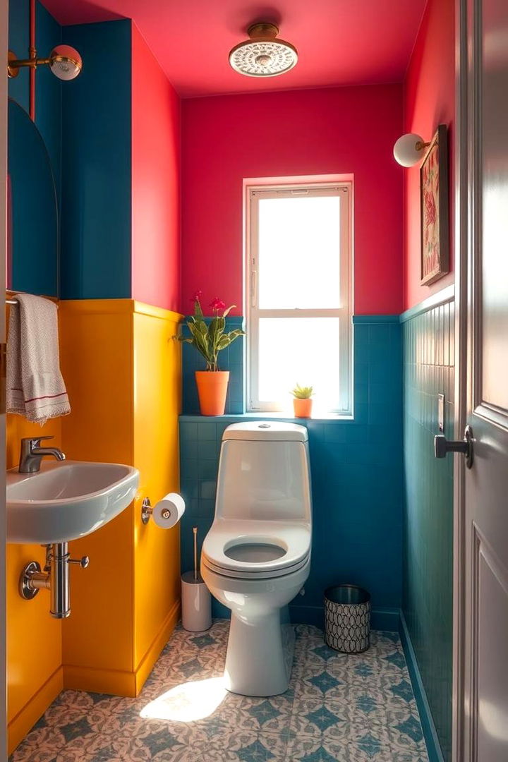 Vibrant Color Accents - 22 Downstairs Toilet Ideas