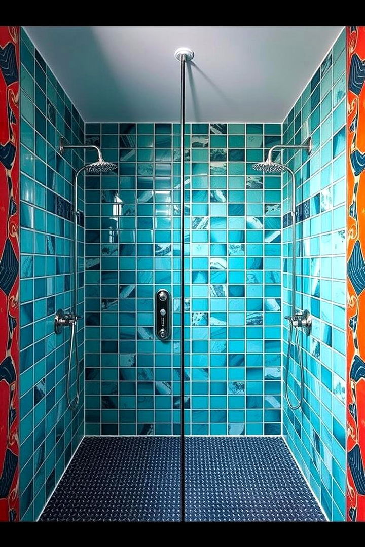 Vibrant Color Accents - 22 Double Shower Ideas