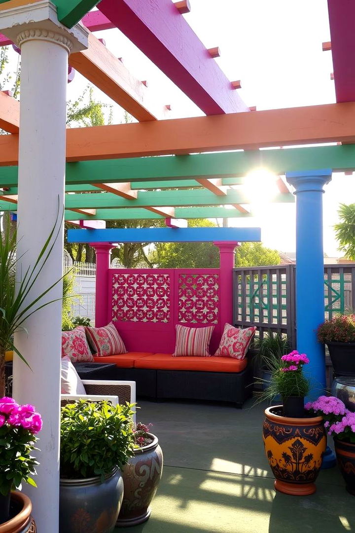 Vibrant Color Accents - 22 Front Porch Pergola Ideas