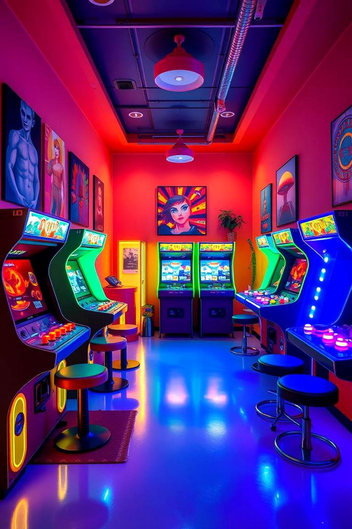 Vibrant Color Arcade Room - 22 Arcade Room Ideas