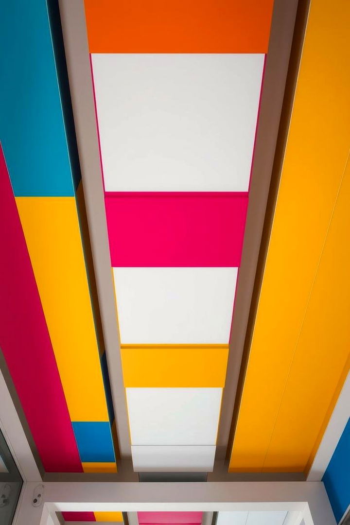 Vibrant Color Blocking - 22 Accent Ceiling Ideas