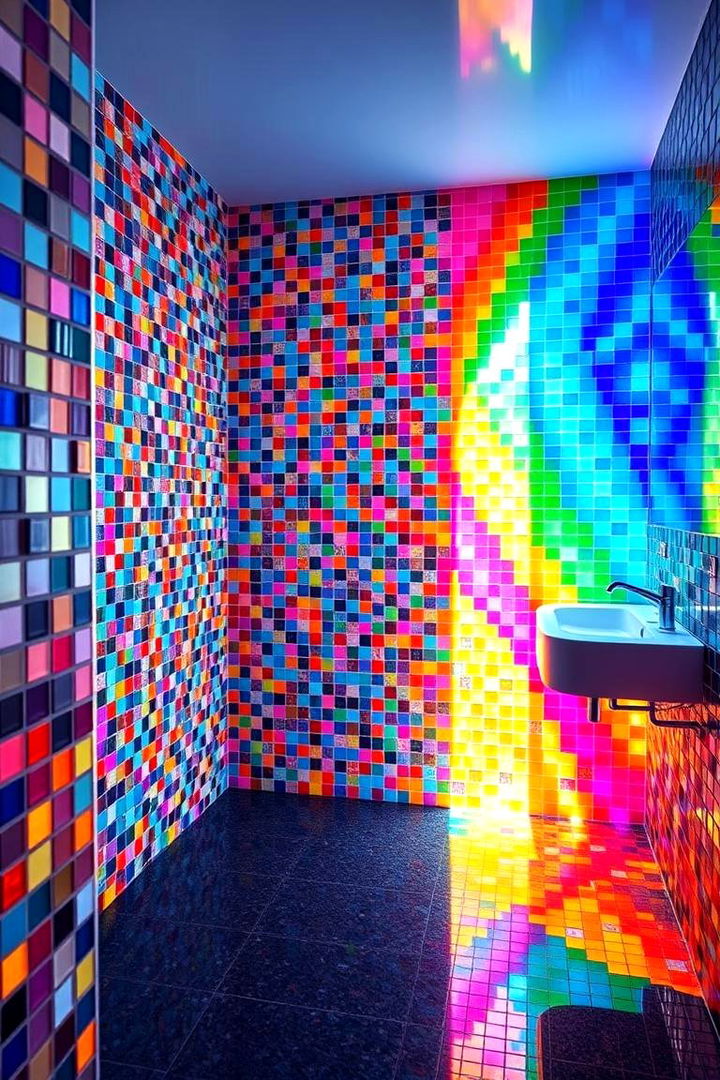 Vibrant Color Burst Mosaic - 22 Bathroom Mosaic Floor Tile Ideas