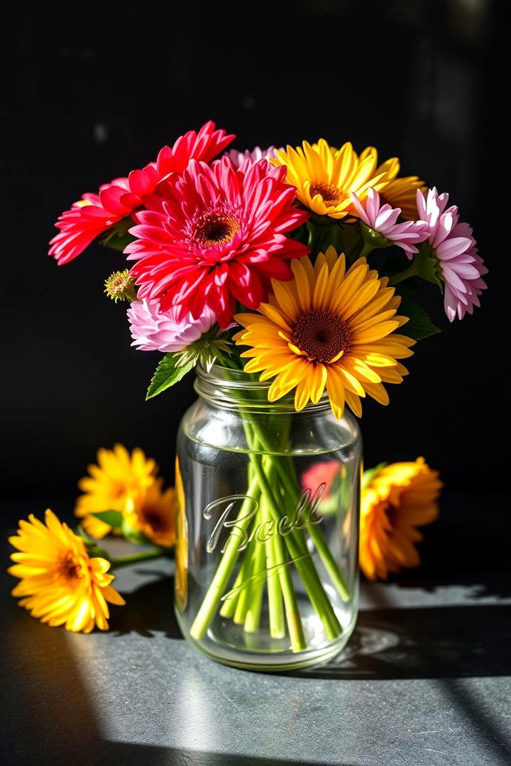 Vibrant Color Burst - 22 Mason Jar Centerpiece Ideas