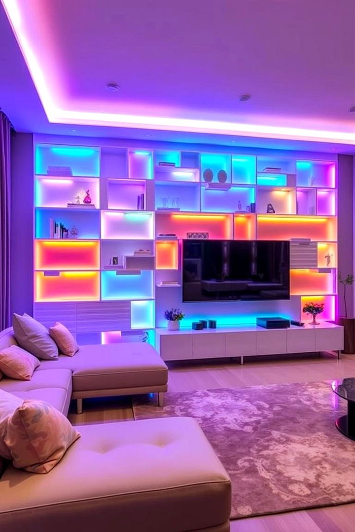 Vibrant Color Changing Illumination - 22 Living Room Wall Lighting Ideas