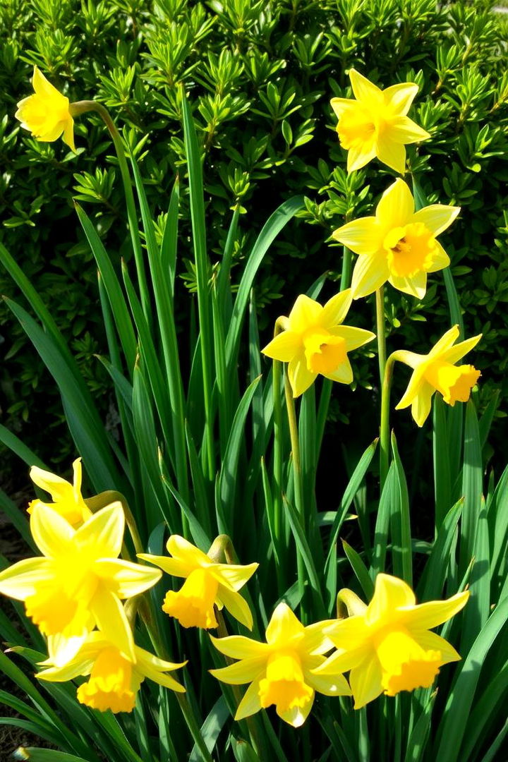 Vibrant Color Contrasts with Greenery - 22 Daffodil Garden Ideas