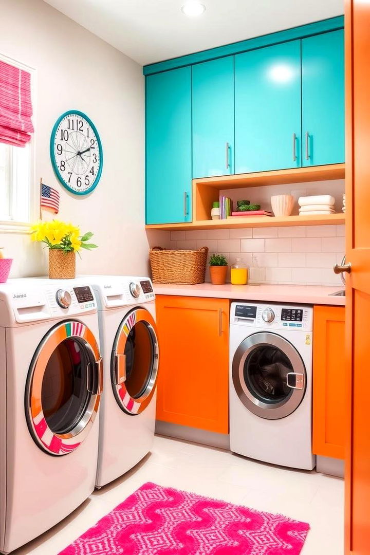 Vibrant Color Coordinated Designs - 22 Laundry Room Cabinet Ideas