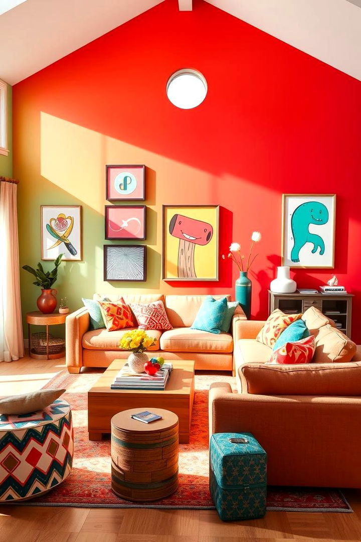 Vibrant Color Palette - 22 Family Room Ideas