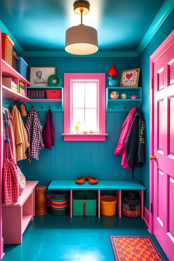 Vibrant Color Palette Design - 22 Small Mudroom Ideas