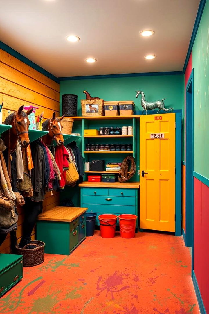 Vibrant Color Palette Tack Room - 22 Tack Room Ideas