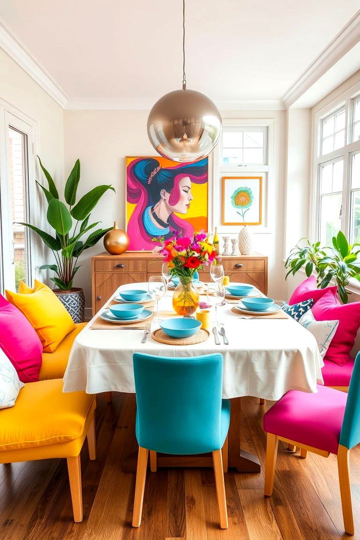 Vibrant Color Pop Accents - 22 Sunroom Dining Room Ideas