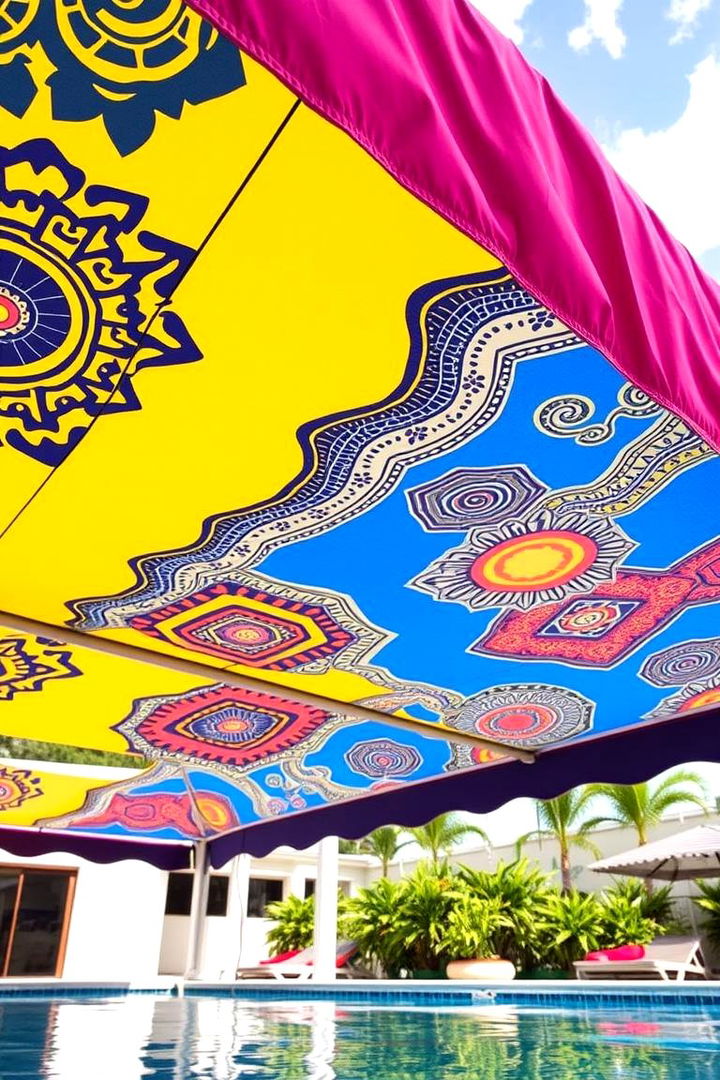 Vibrant Color Pop Canopy - 22 Pool Shade Ideas