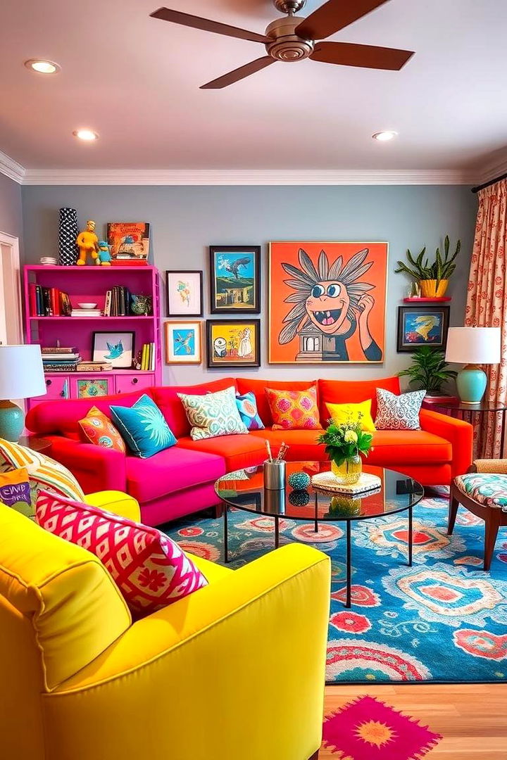Vibrant Color Pop Interiors - 22 Sectional Living Room Ideas