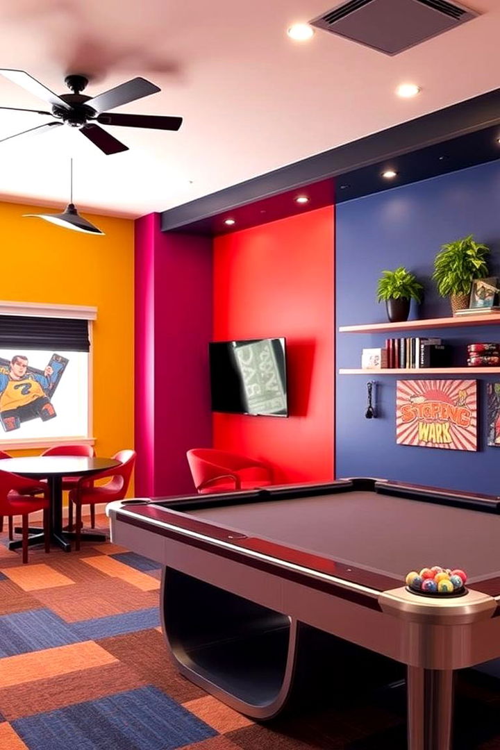 Vibrant Color Scheme - 22 Small Game Room Ideas