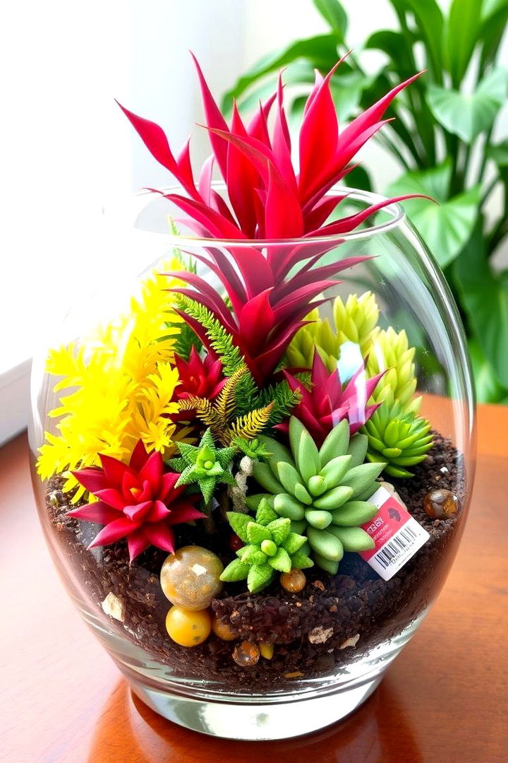 Vibrant Color Splash Terrarium - 22 Terrarium Ideas