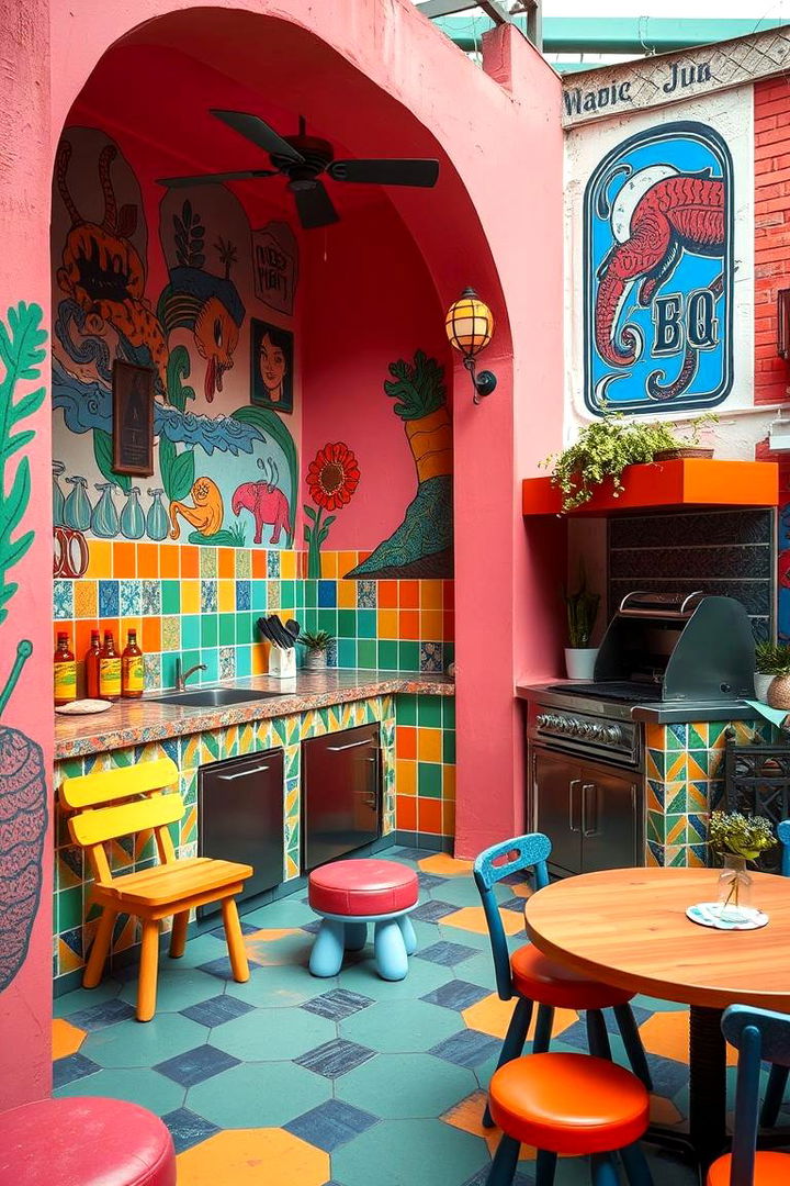Vibrant Color Themed BBQ Lab - 22 bbq area ideas