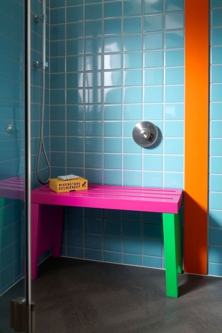 Vibrant Colored Bench Accents - 22 Shower Bench Ideas