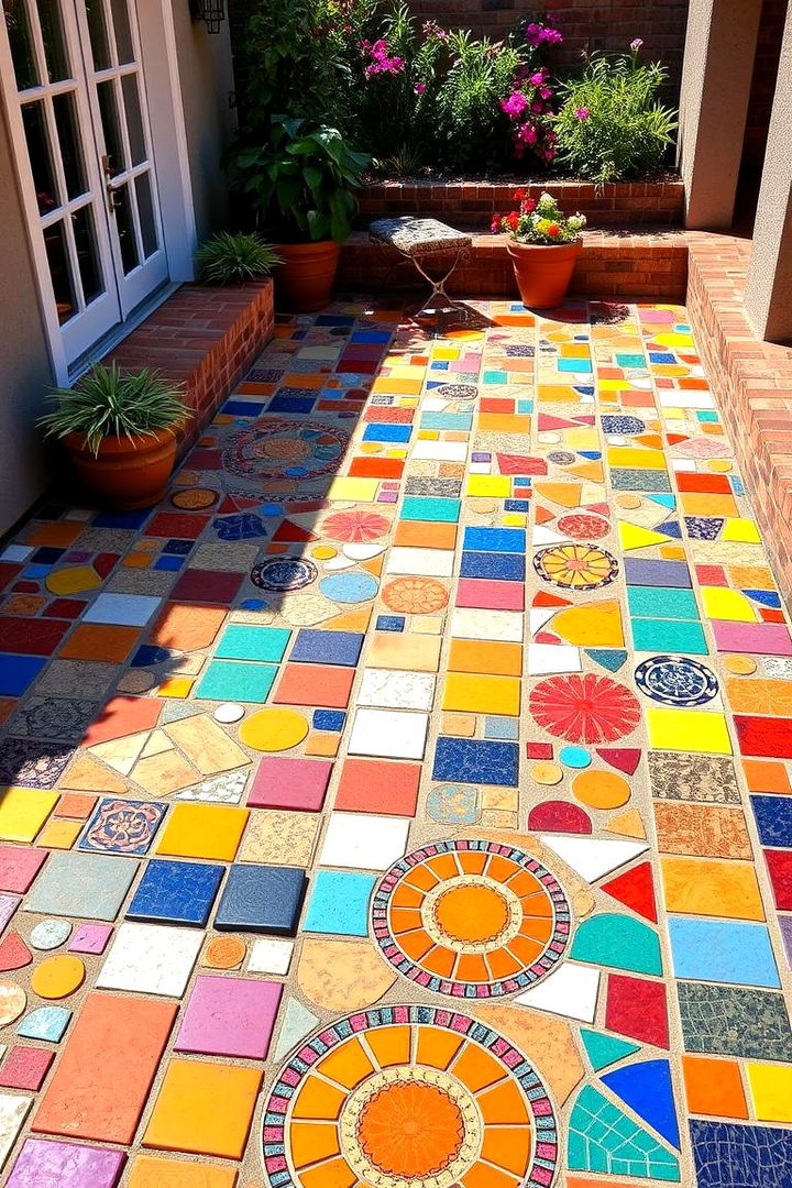 Vibrant Colorful Mosaic - 22 patio tile ideas