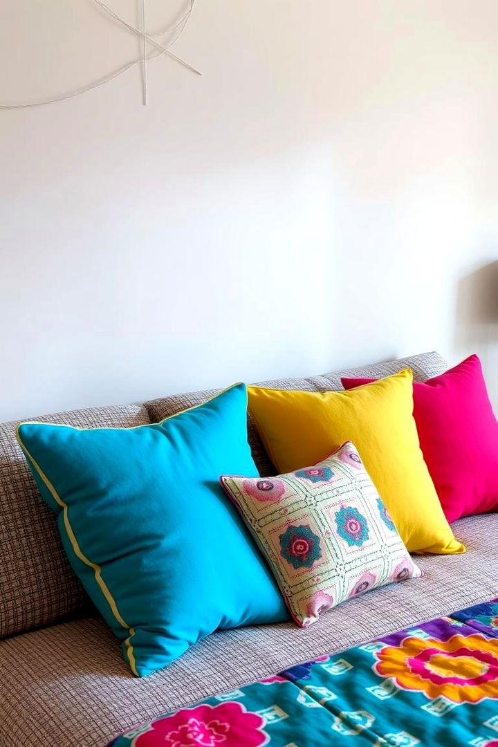 Vibrant Colorful Pillows - 22 Hippie Bedroom Ideas
