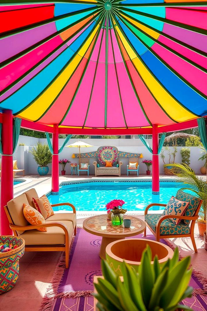 Vibrant Colorful Pool Gazebo - 22 Pool Gazebo Ideas