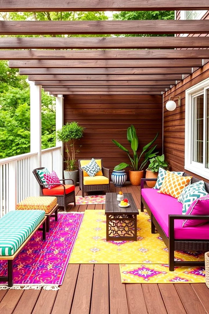 Vibrant Colorful Textiles and Rugs - 22 Deck Decorating Ideas