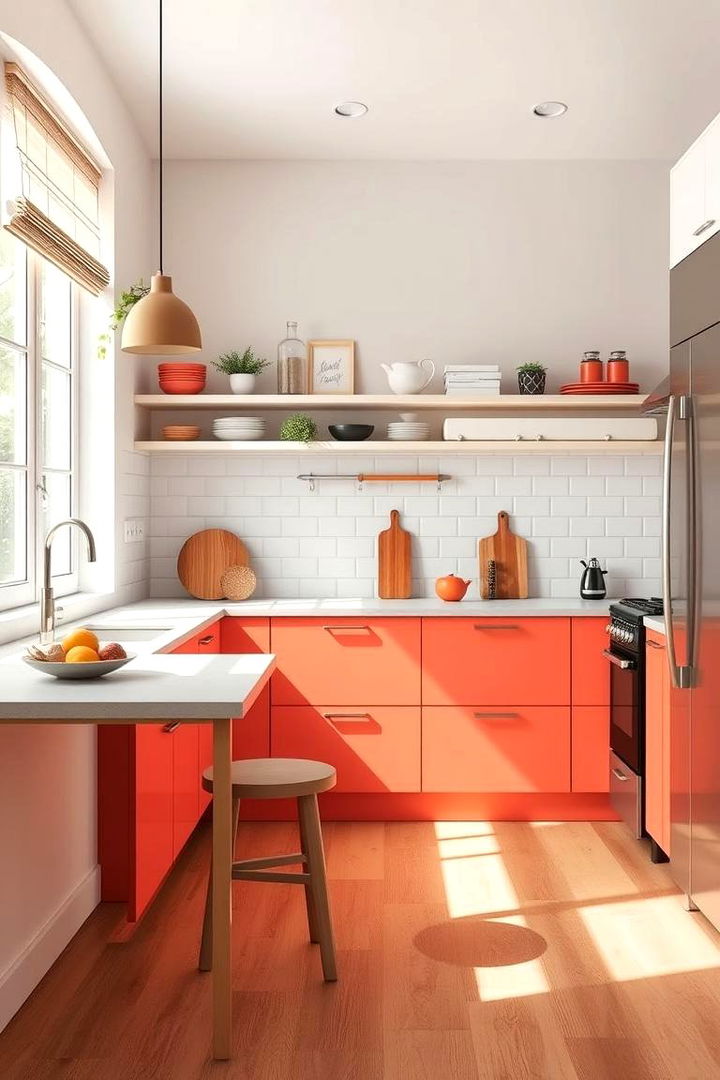 Vibrant Coral Accents - 22 Kitchen Color Ideas