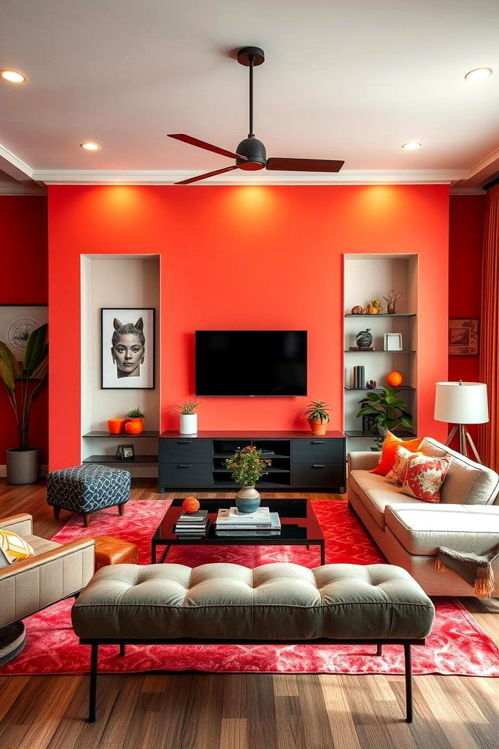 Vibrant Coral Bold and Warm - 22 Living Room Paint Colors