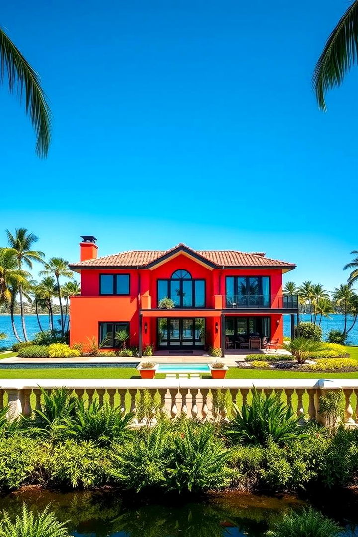 Vibrant Coral Energy - 22 Lake House Exterior Colors Ideas